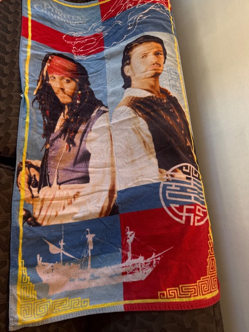 Pirates Of The Caribbean Beach Towel 54"x28" Jack Sparrow Depp Bloom